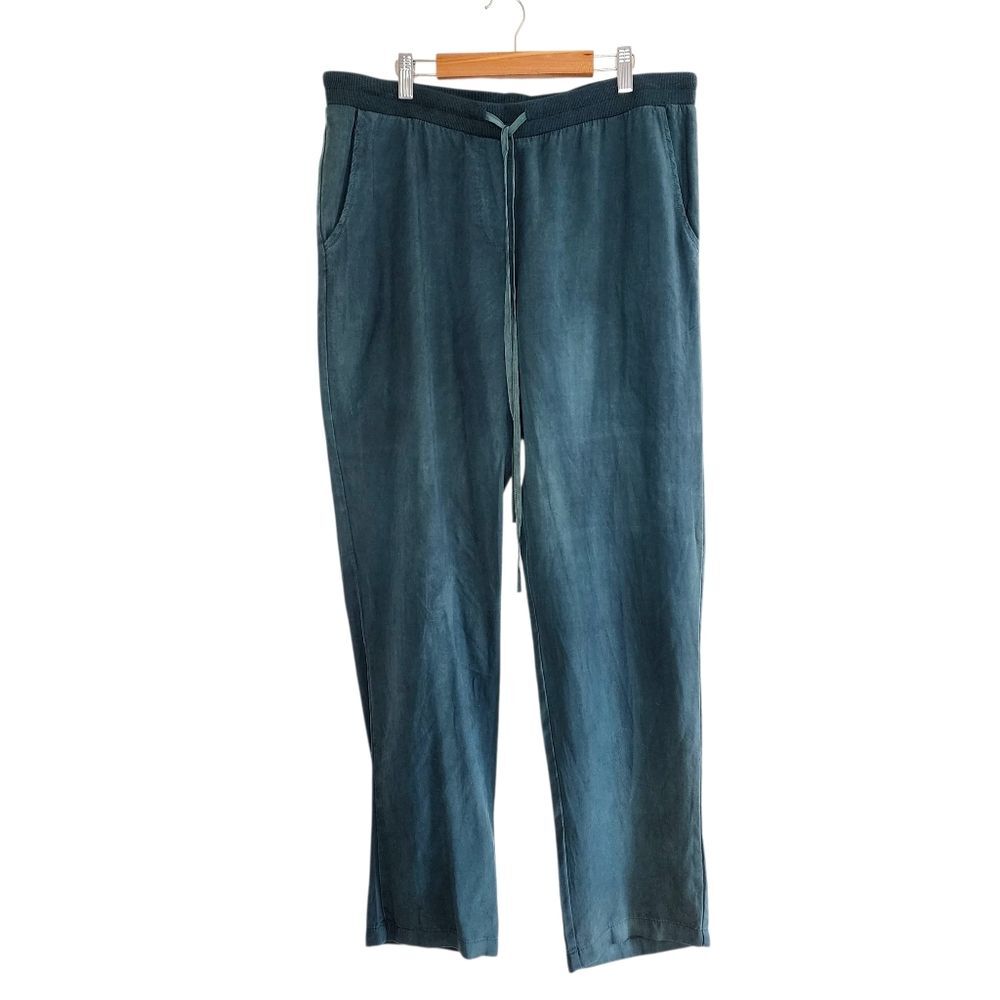 Mono B Pull-on Lightweight Pants Dark Teal Blue Tencel Cropped Size L